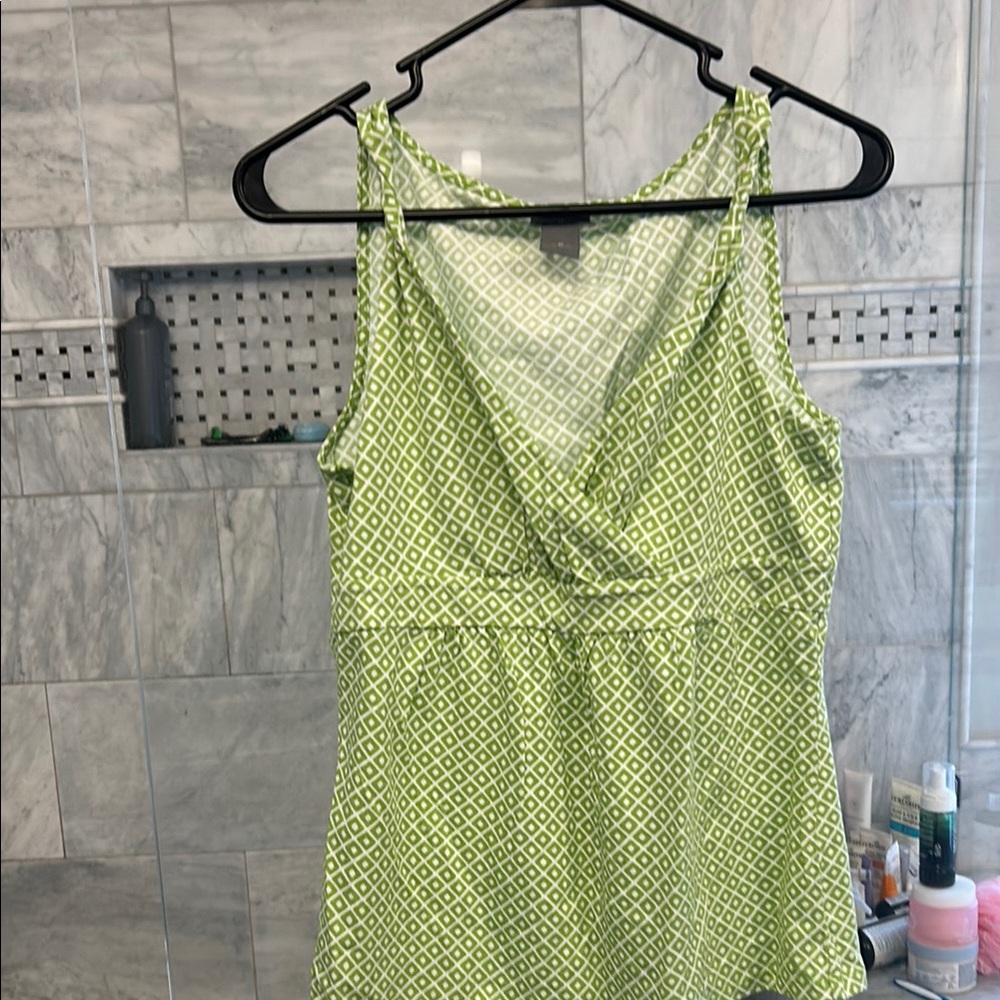 Green Patterned Sleeveless Top